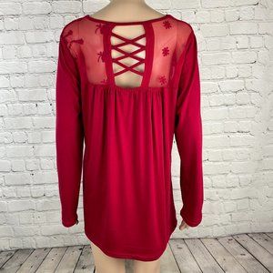 Layered Red Cotton and Lace Tunic – Size XL